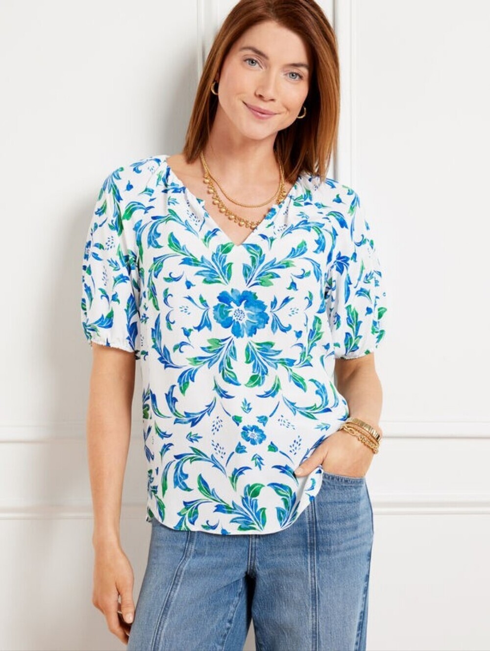 Talbots Beautiful Scroll Floral Top 1X